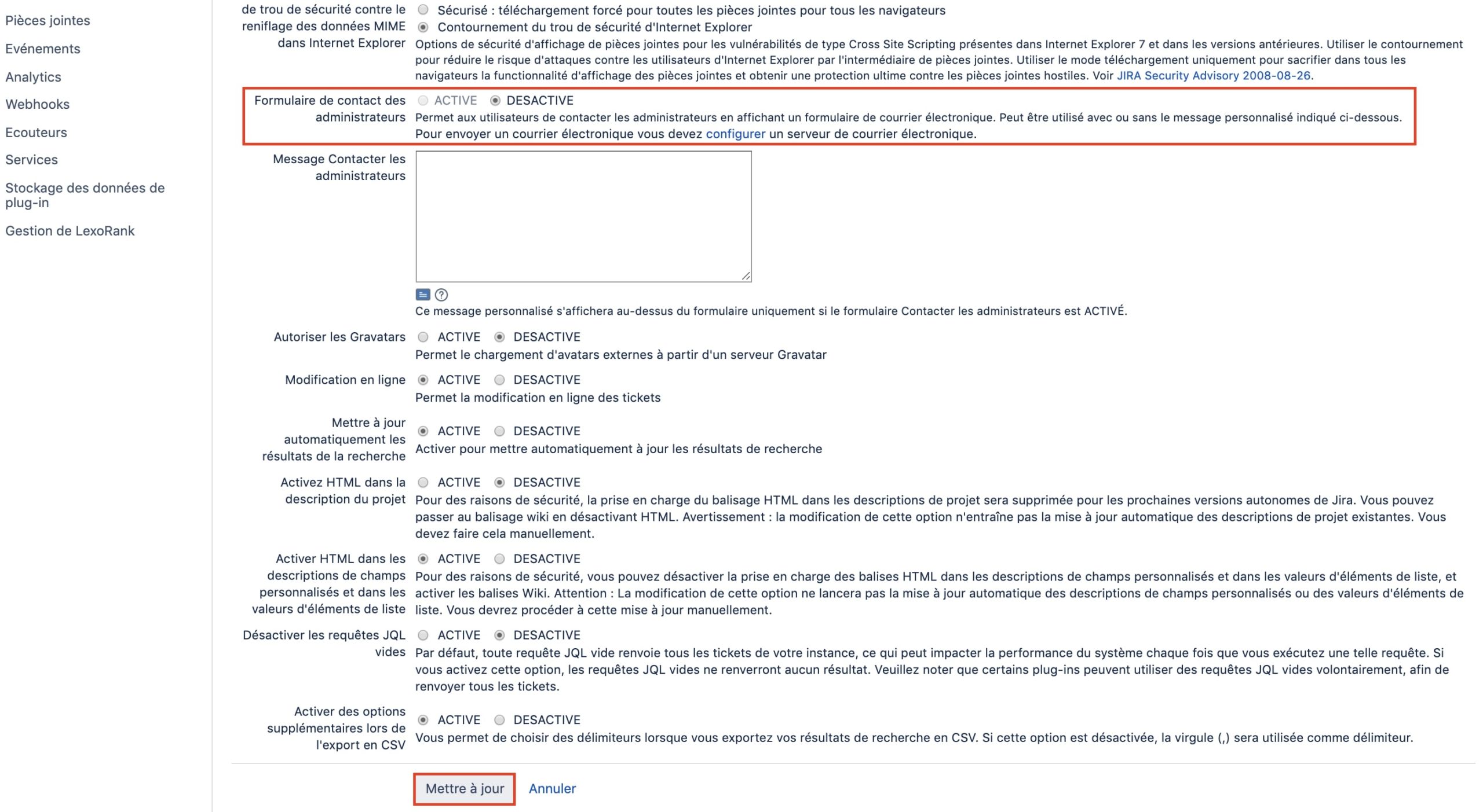 sécurité jira