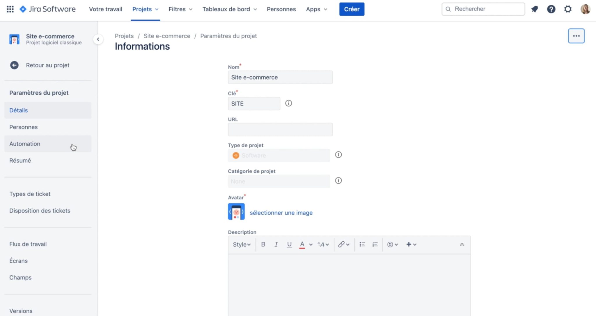 administration projet jira software