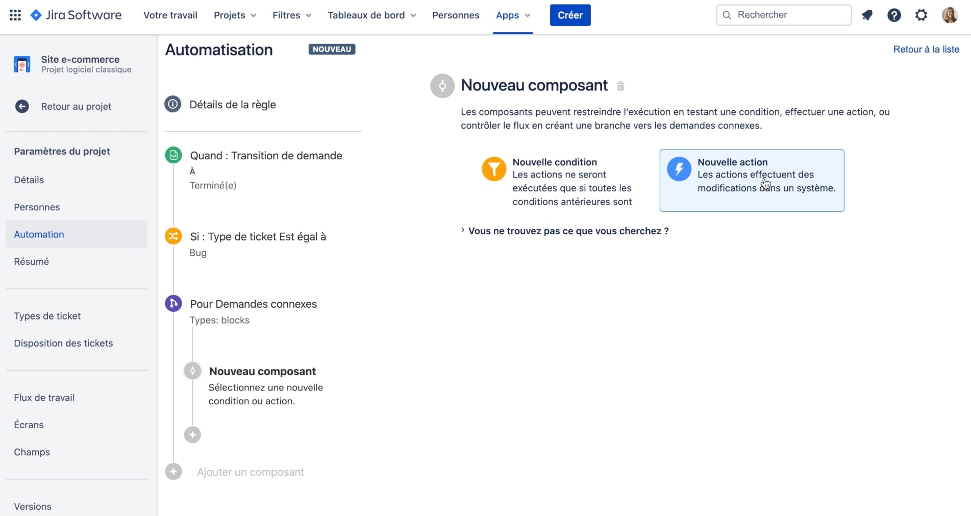 nouvelle action jira cloud