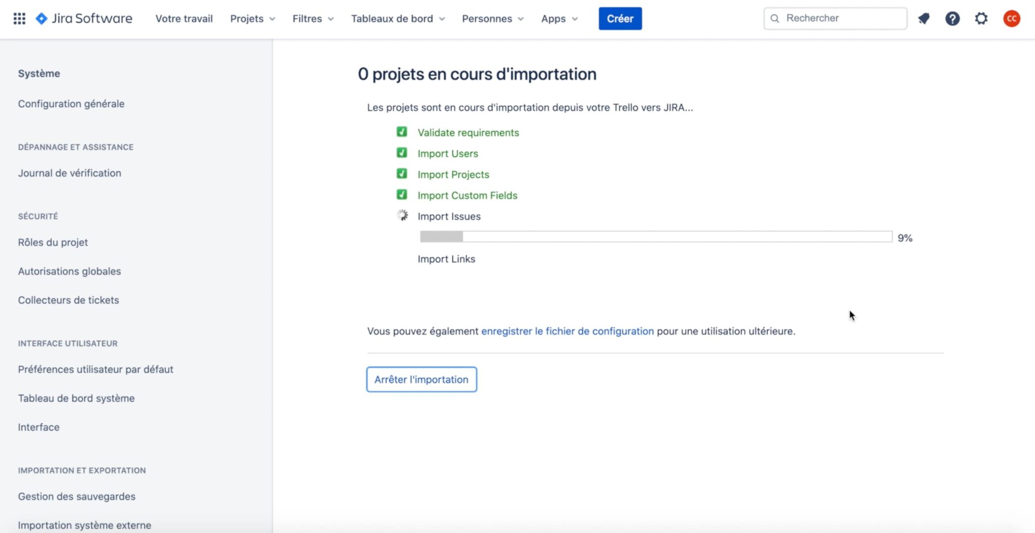 importation trello jira