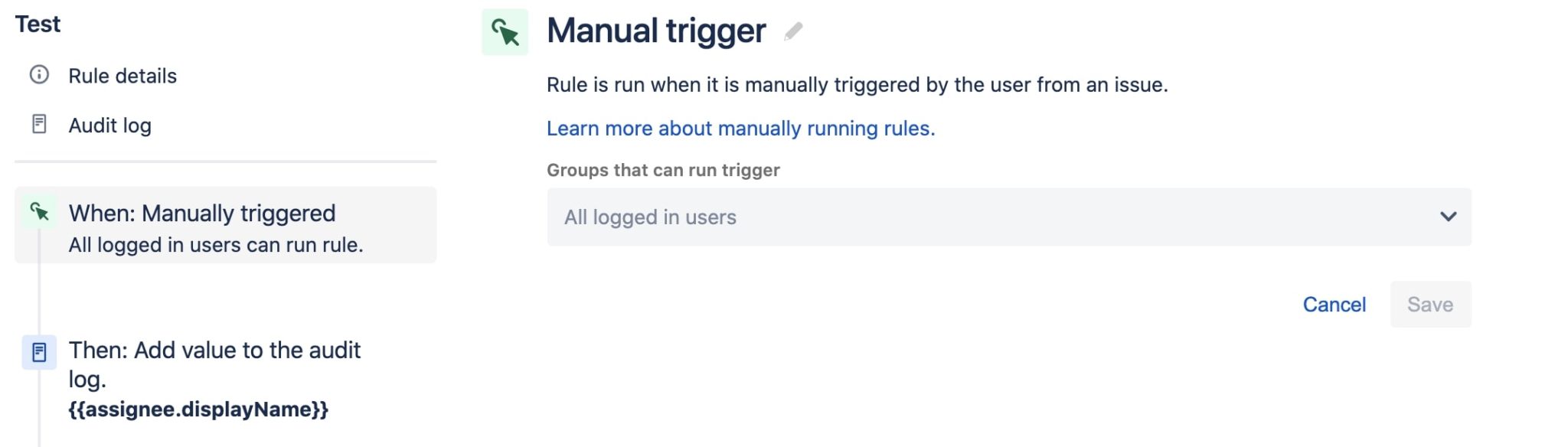 manuel trigger jira