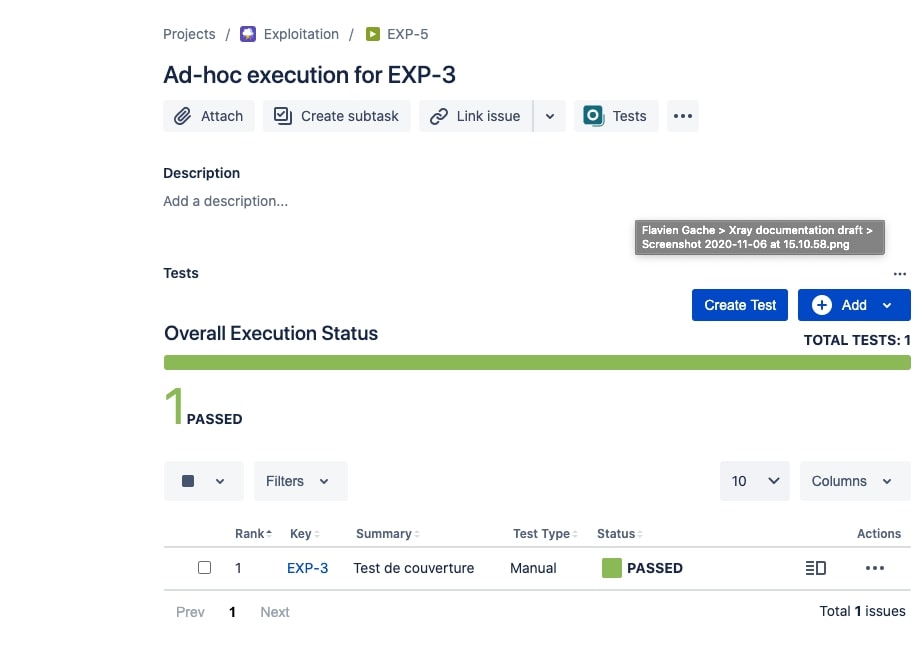 ticket execution xray jira