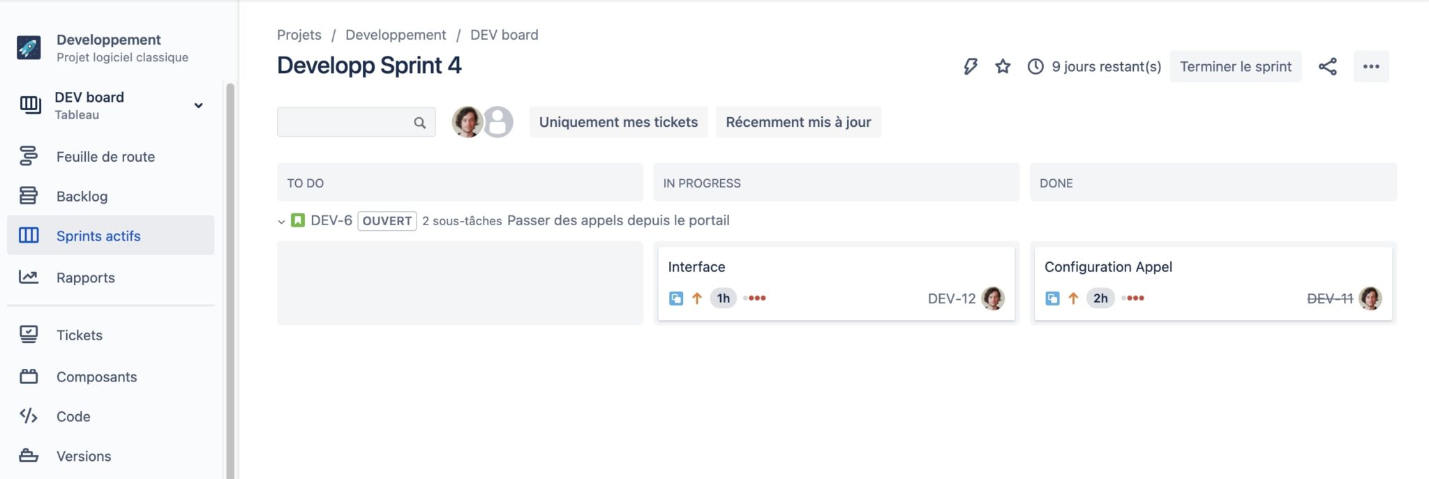 tableau classique jira