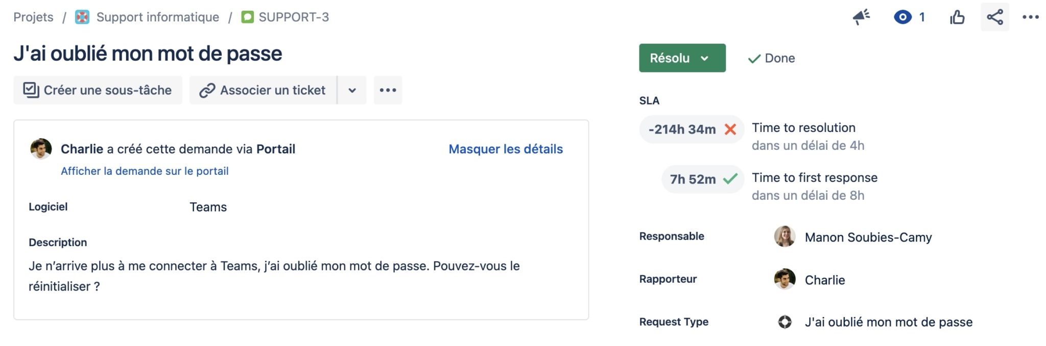 gestion des demandes jira service management