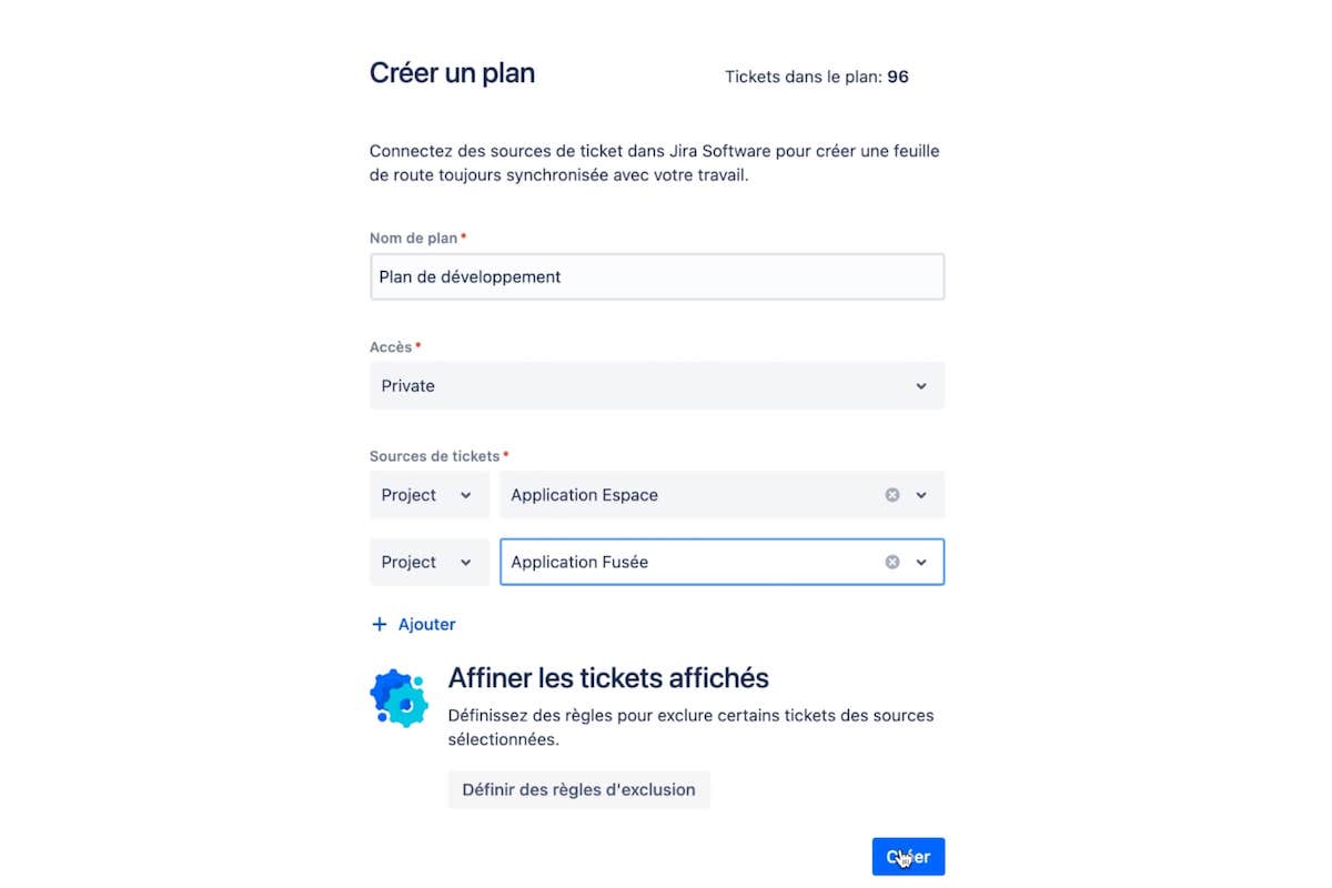 Créer un plan dans Advanced Roadmaps