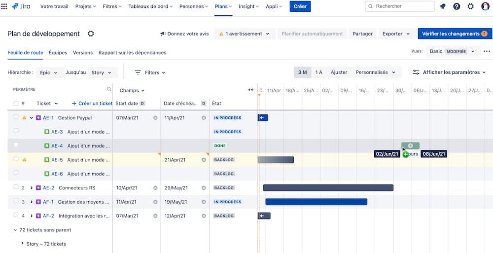 Vue basic Advanced Roadmaps Jira