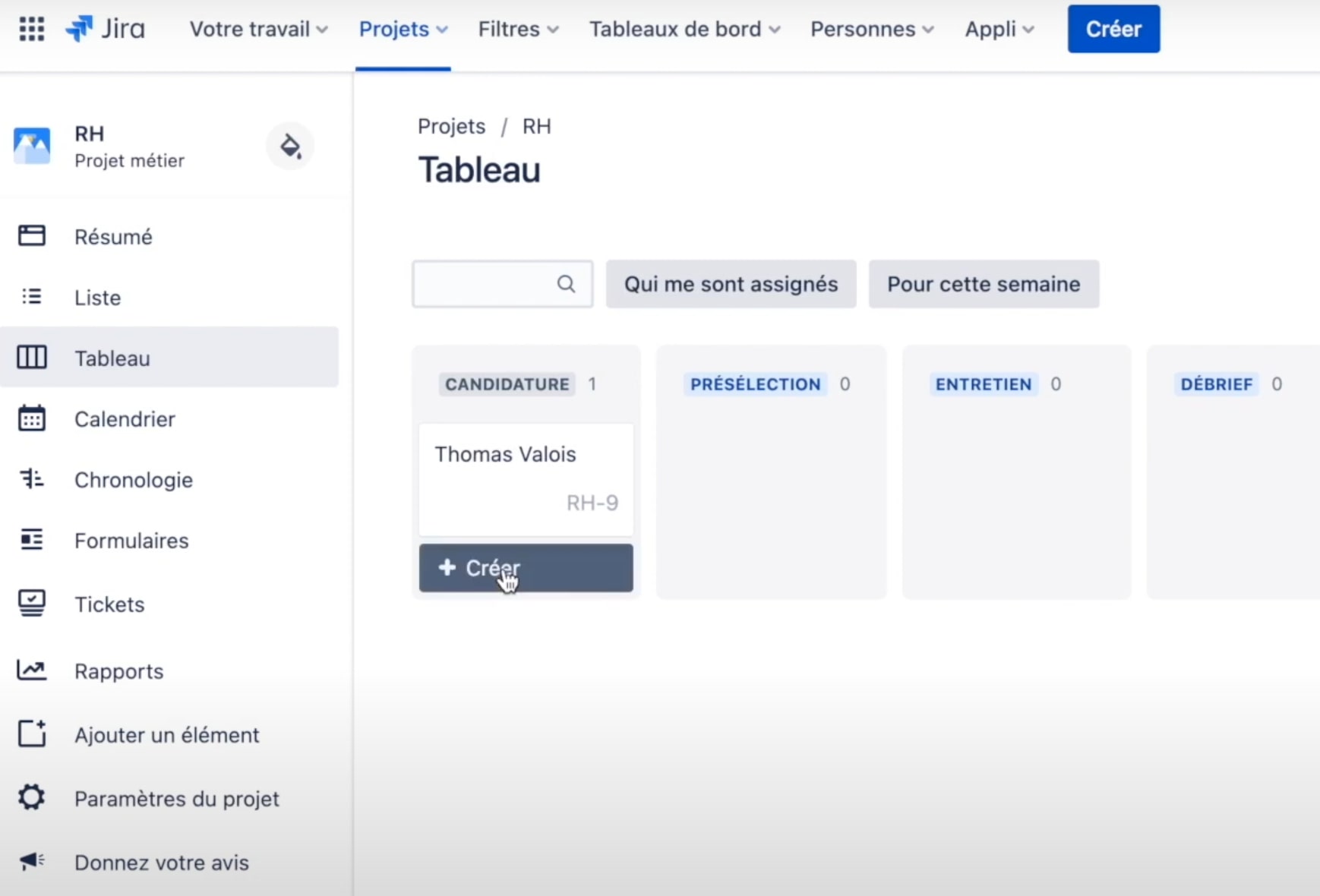 créer ticket dans jira rh