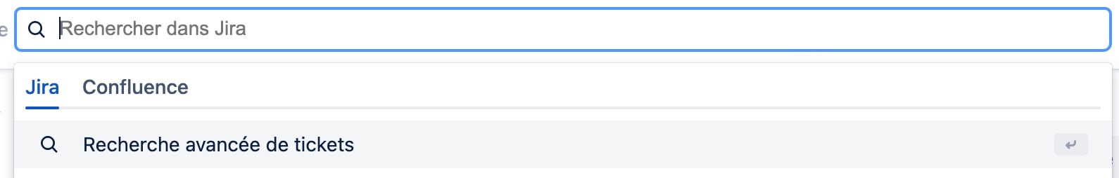 Barre de recherche Jira