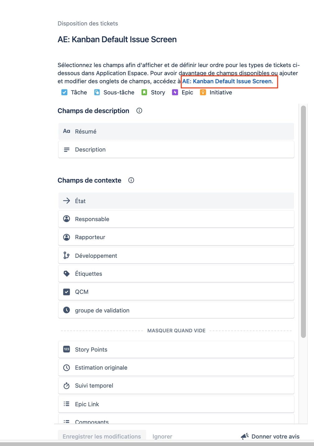 default screen jira