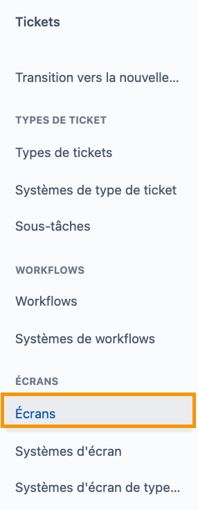onglet écran jira