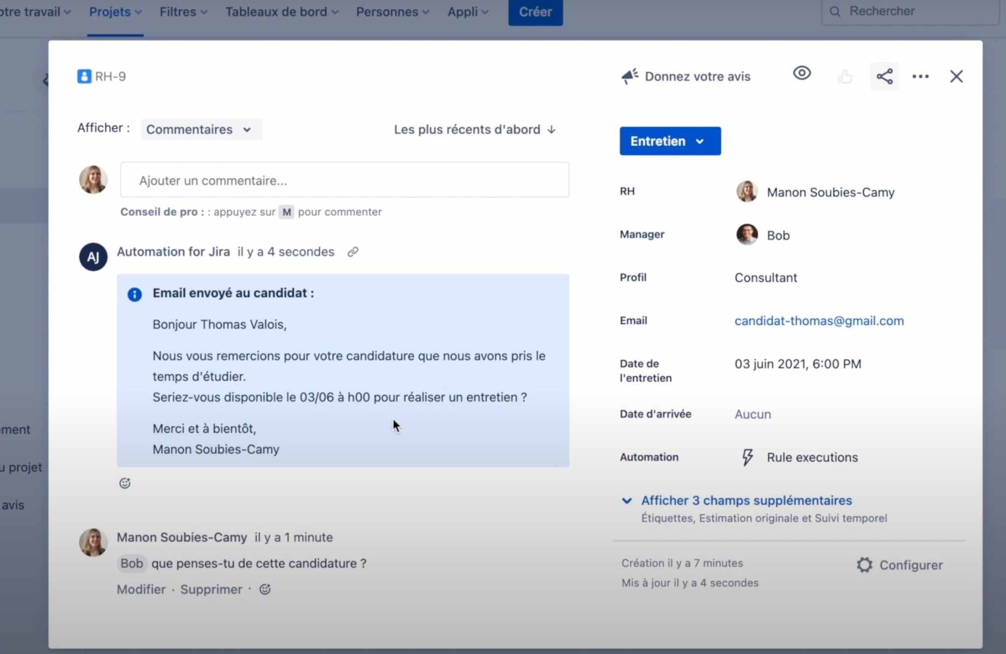 ticket candidature jira rh