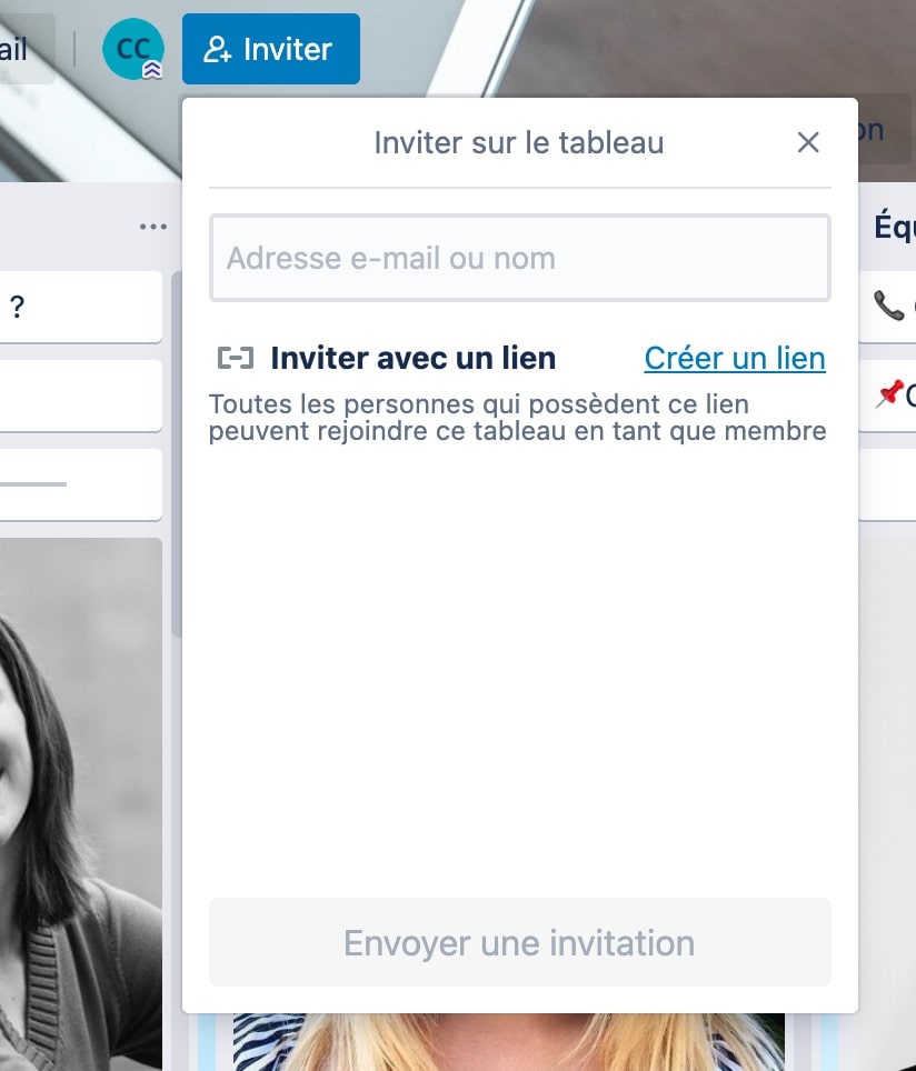 Inviter collègue sur trello