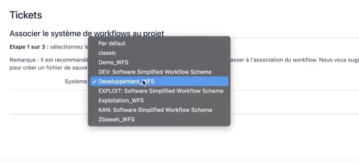 Associer workflow jira projet