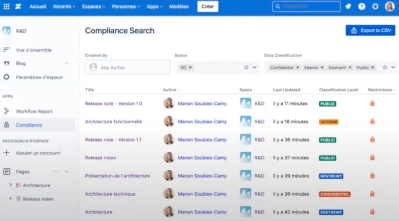 Compliance search Confluence Atlassian