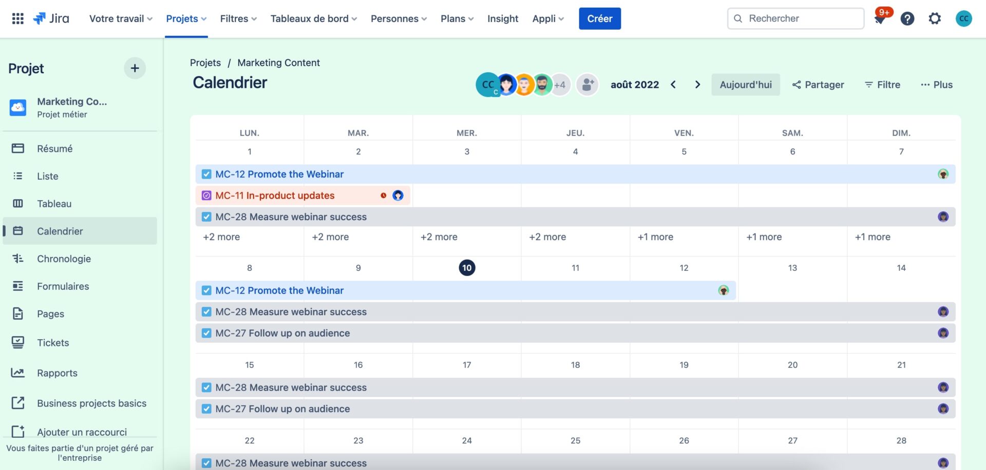 Calendrier Jira Work Management