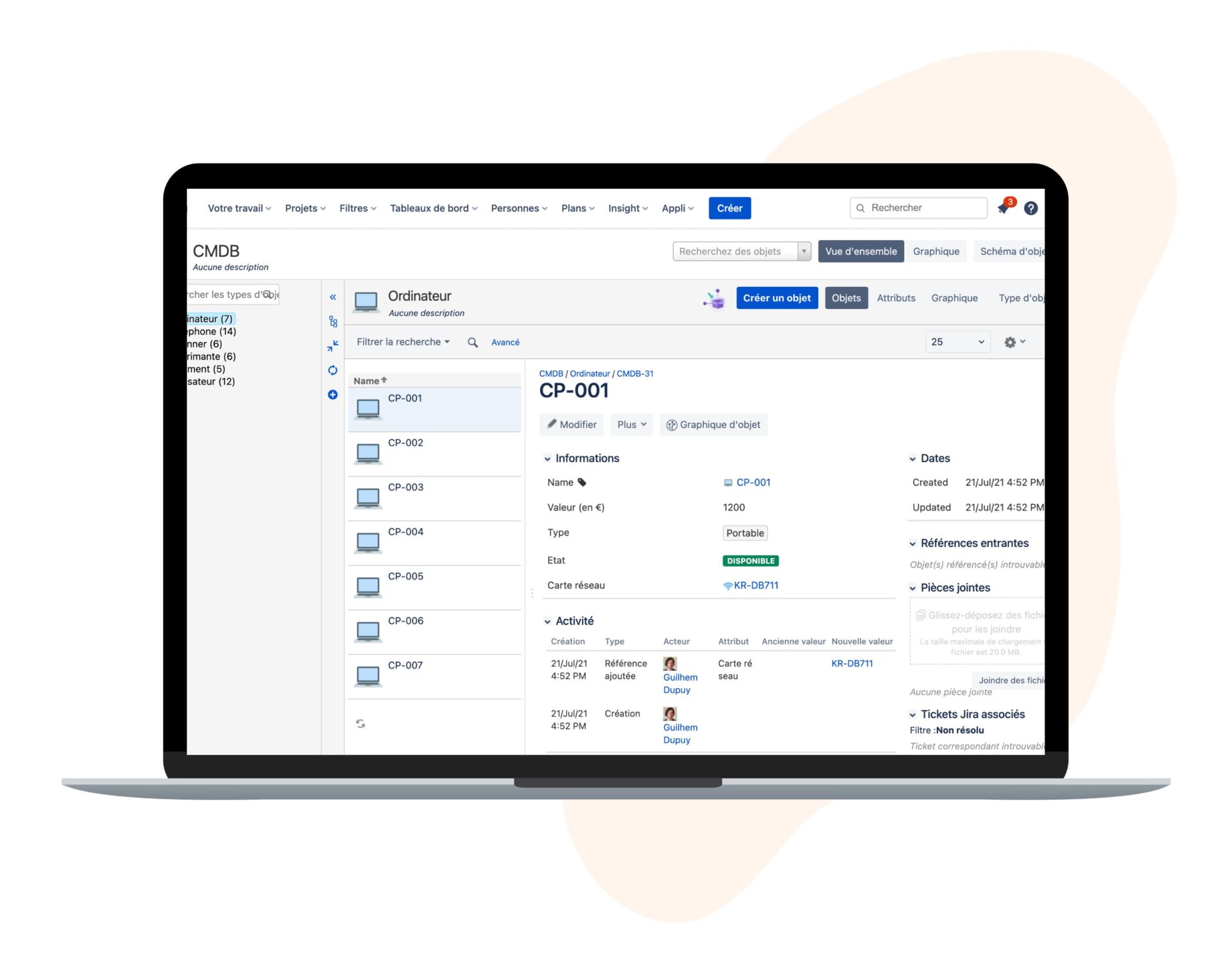 Gestion des actifs sur Jira