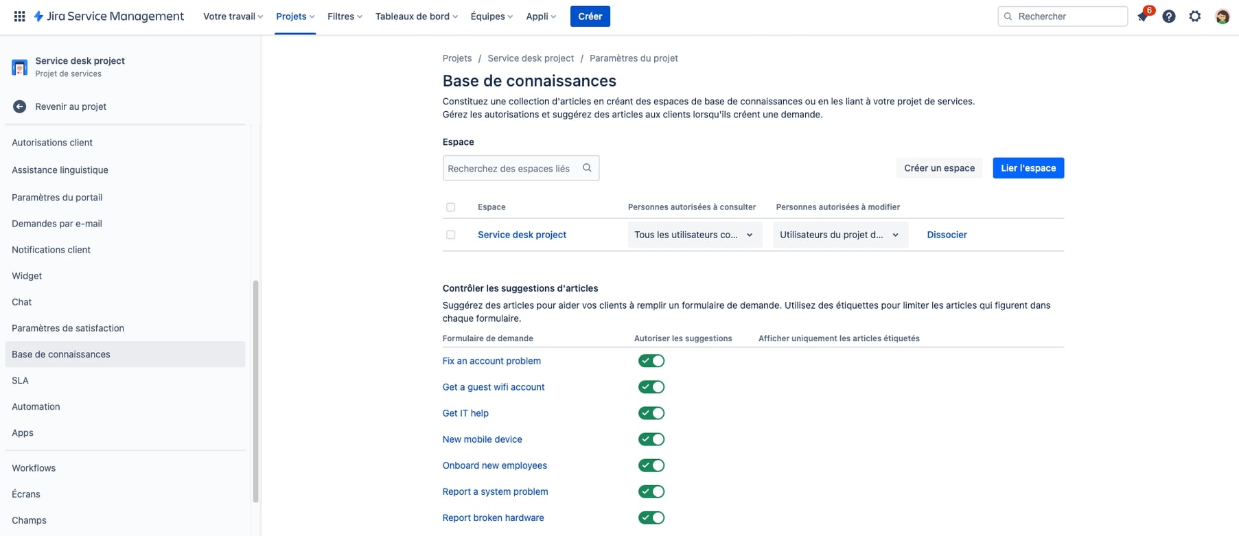 Base de connaissances Jira