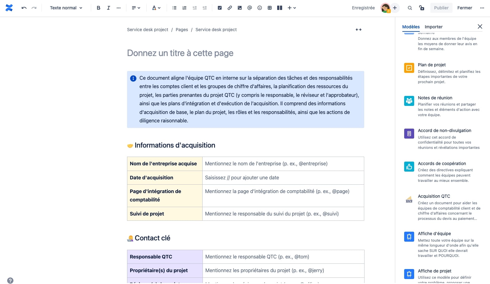 Confluence Template