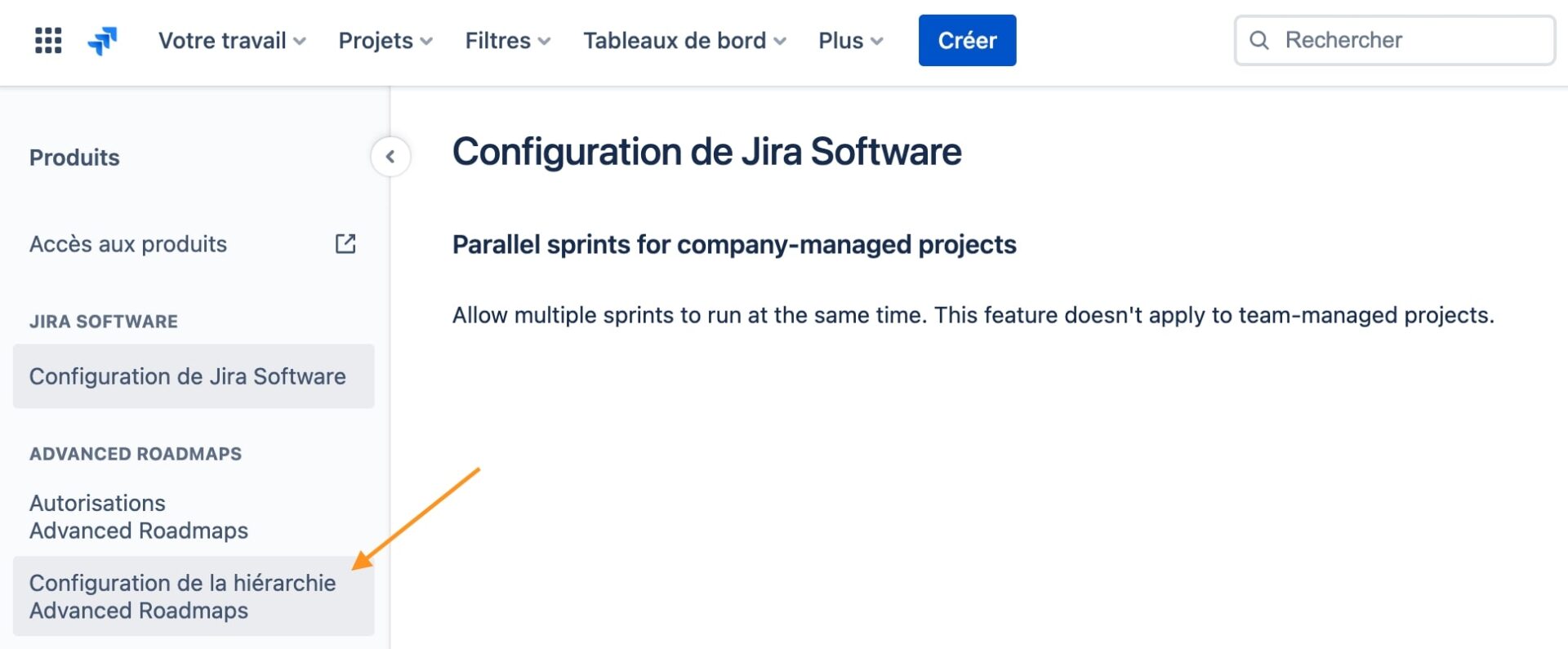 Configuration de la hiérarchie Advanced Roadmaps Jira