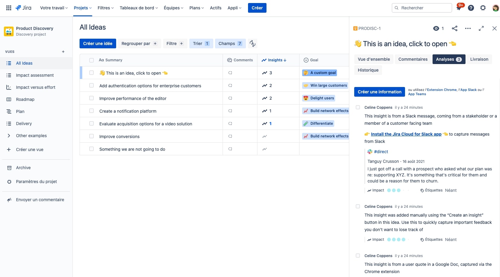 Slack Jira Product Discovery