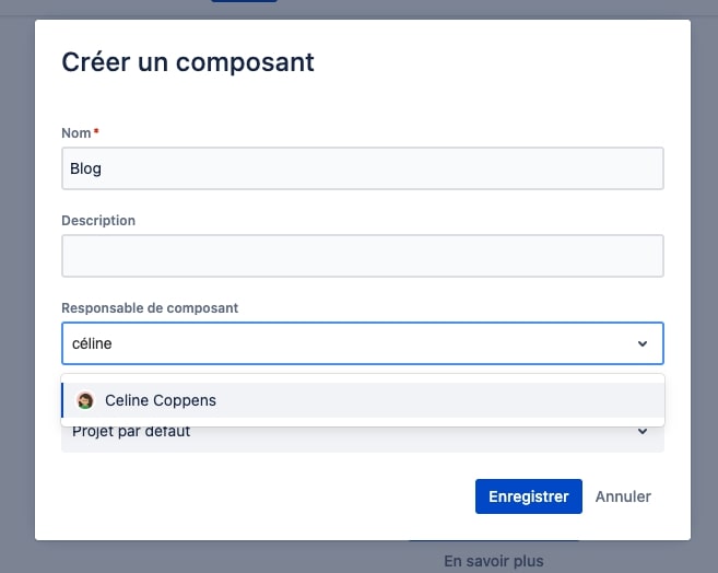 créer un composant jira
