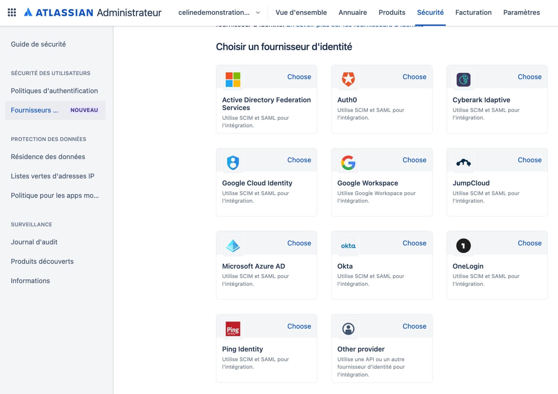 Fournisseurs d'identité Atlassian Access