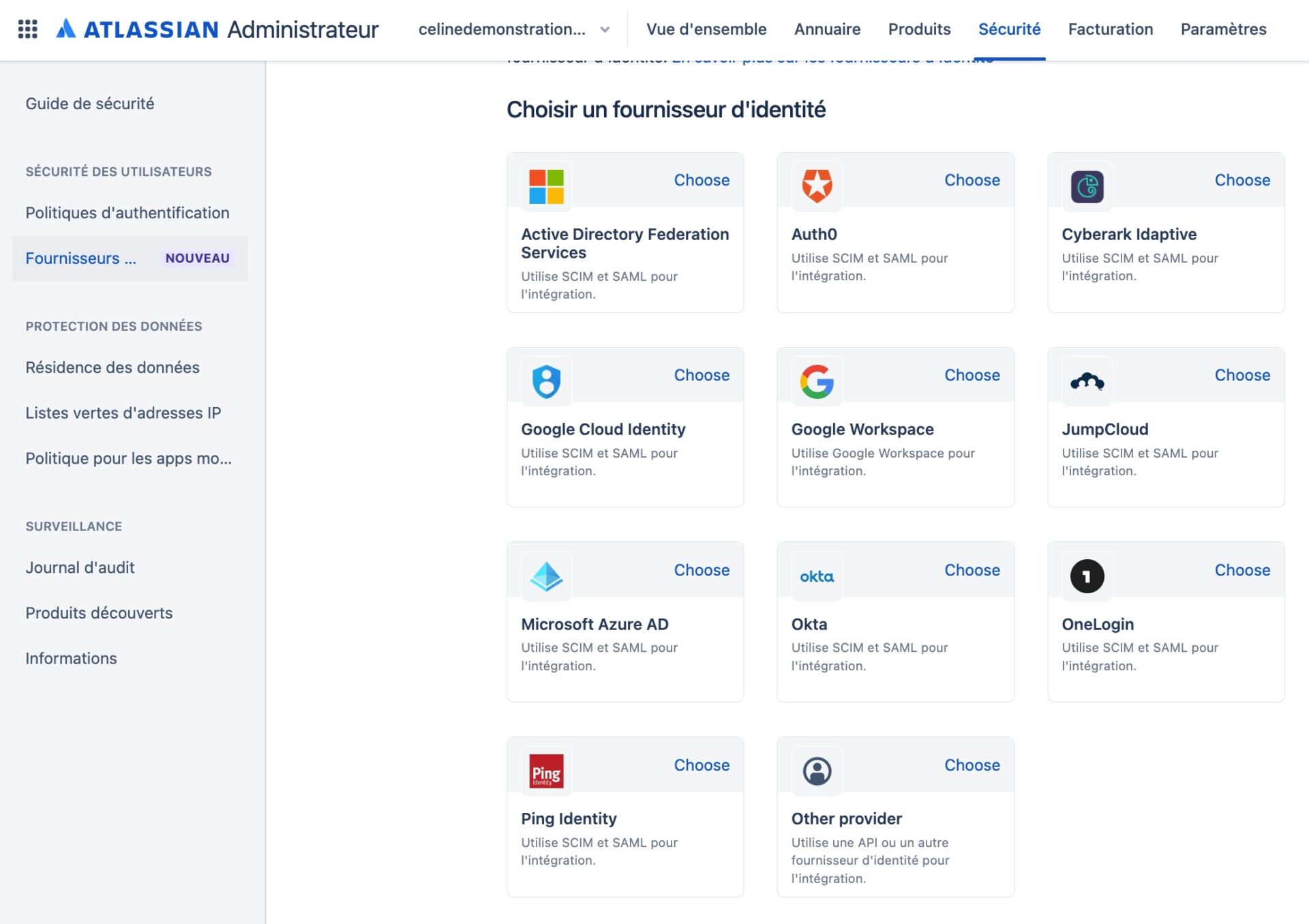 Fournisseurs d'identiteÌ Atlassian Access